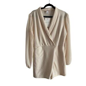 Birch & Stone Women XL I Cream Sheer Long Sleeve V-Neck Dress/Romper NWT